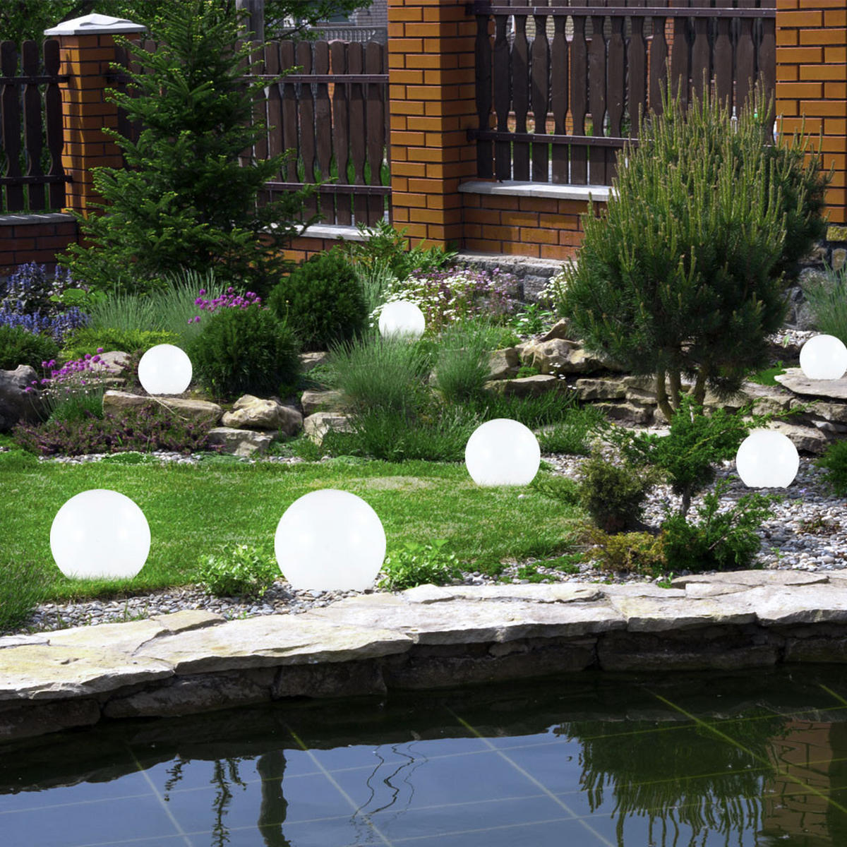 LED AUSSENLEUCHTE Kugel Weiß - Weiß, Kunststoff (15/15/42.5cm)