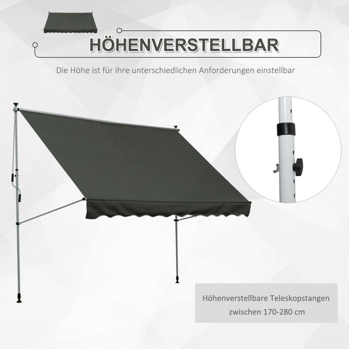 MARKISE freistehend 300x150 cm grau - Grau, Textil (300/280/150cm) - LEBENLANG