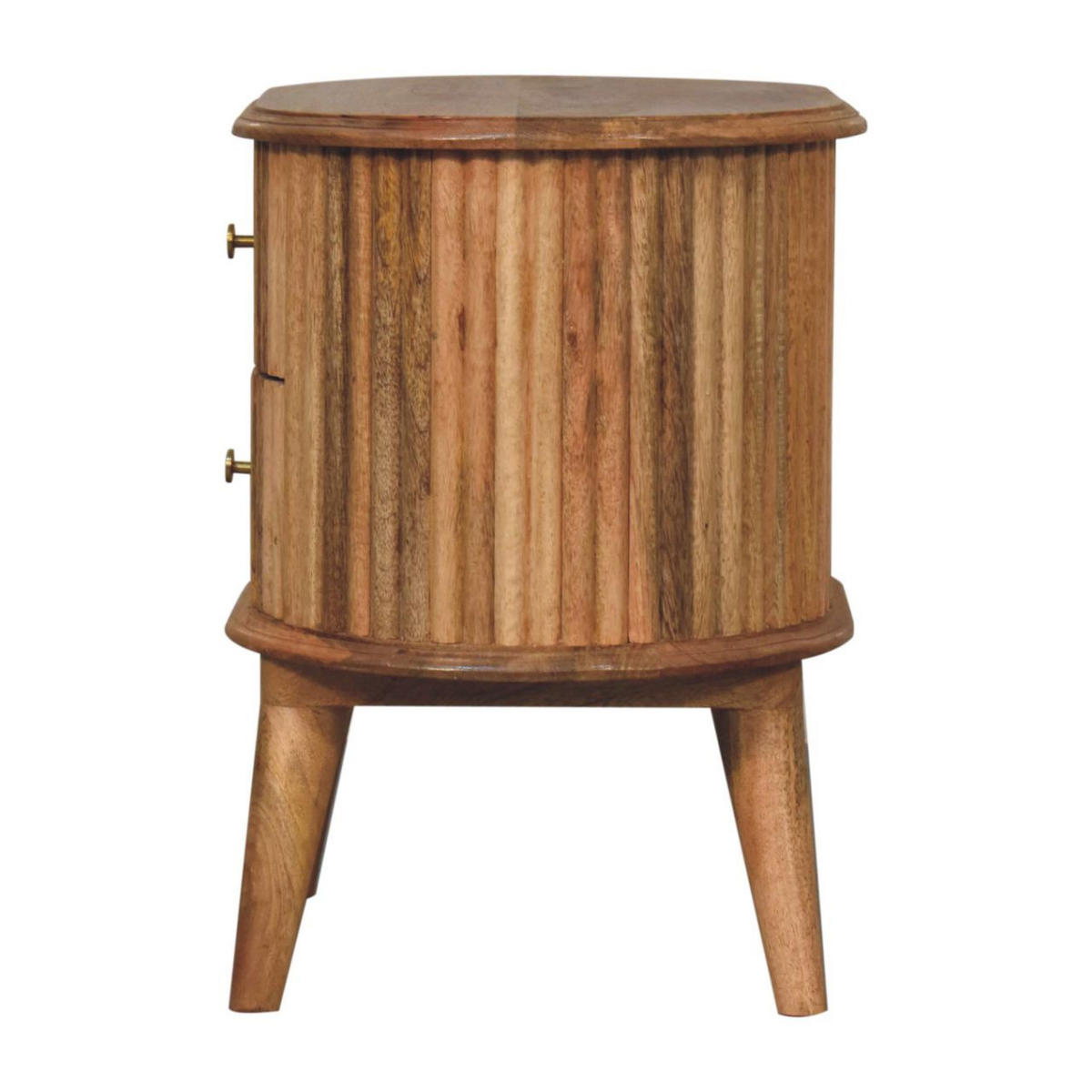 NACHTTISCH Soba mit 2 Schubladen, Nordische Beine, Beige - Beige/Messingfarben, Mangoholz/Holz (48/50/35cm) - Artisan Furniture