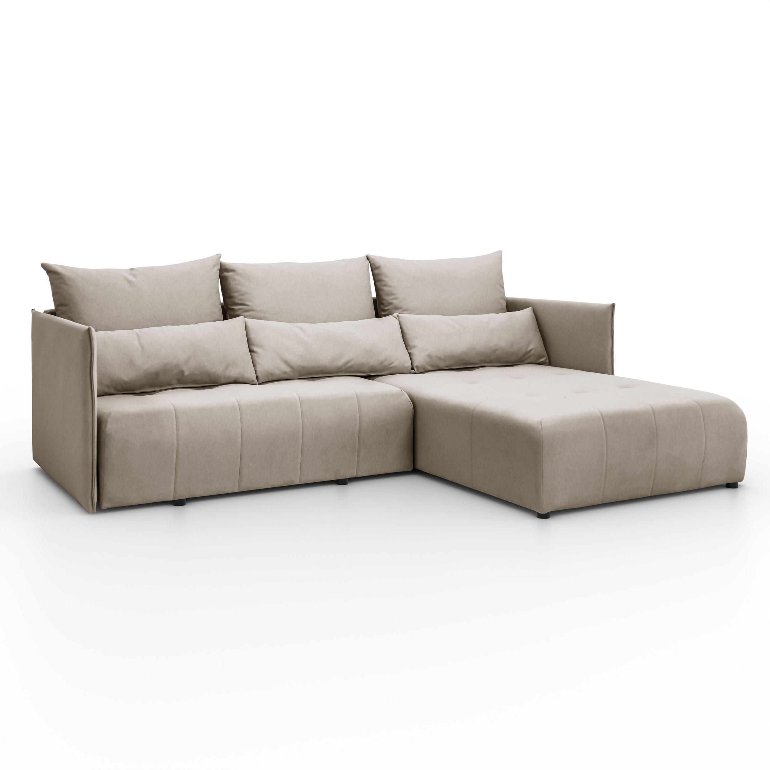 ECKSOFA L Form Hanna 246 x 188 cm mit Schlaffunktion und Bettkasten, 4 Sitzer, Bettzeugablage, Sofa, Eckcouch, cappuccino, rechts - Hellbraun, Kunststoff (188/246cm) - Margaret Hadas24