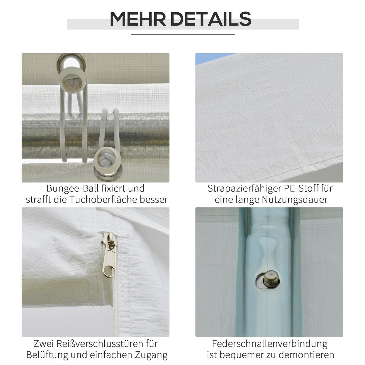 PAVILLON Partyzelt Polyester+Metall Weiß - Silberfarben/Weiß, Kunststoff/Metall (300/280/600cm) - Outsunny