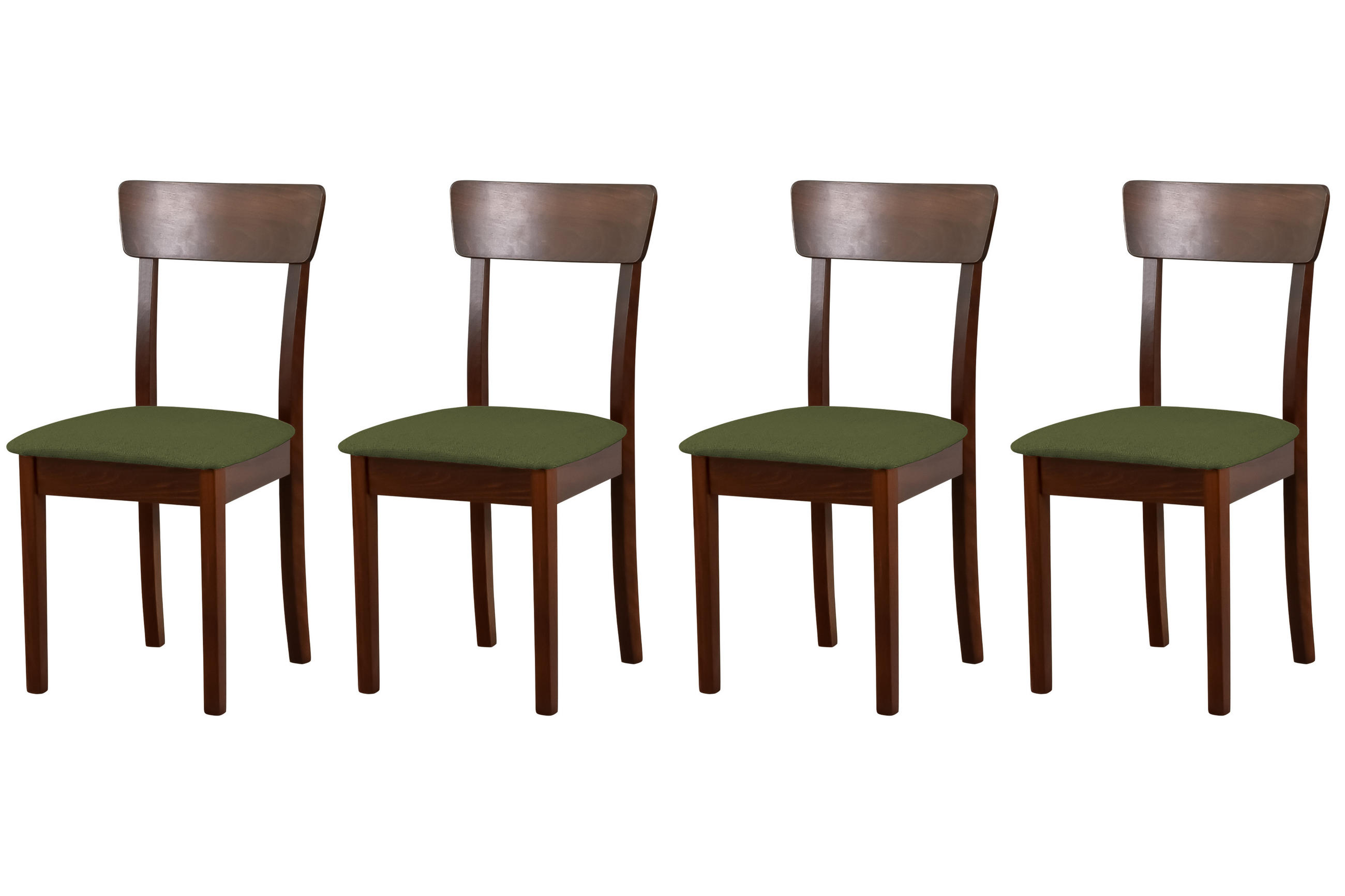 STUHL Hugo 1 (4er Set) - Nussbaumfarben/Olivgrün, Holz (43/86/40cm) - Leaf Design