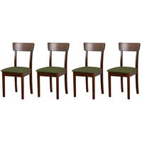 STUHL Hugo 1 (4er Set) - Nussbaumfarben/Olivgrün, Holz (43/86/40cm) - Leaf Design