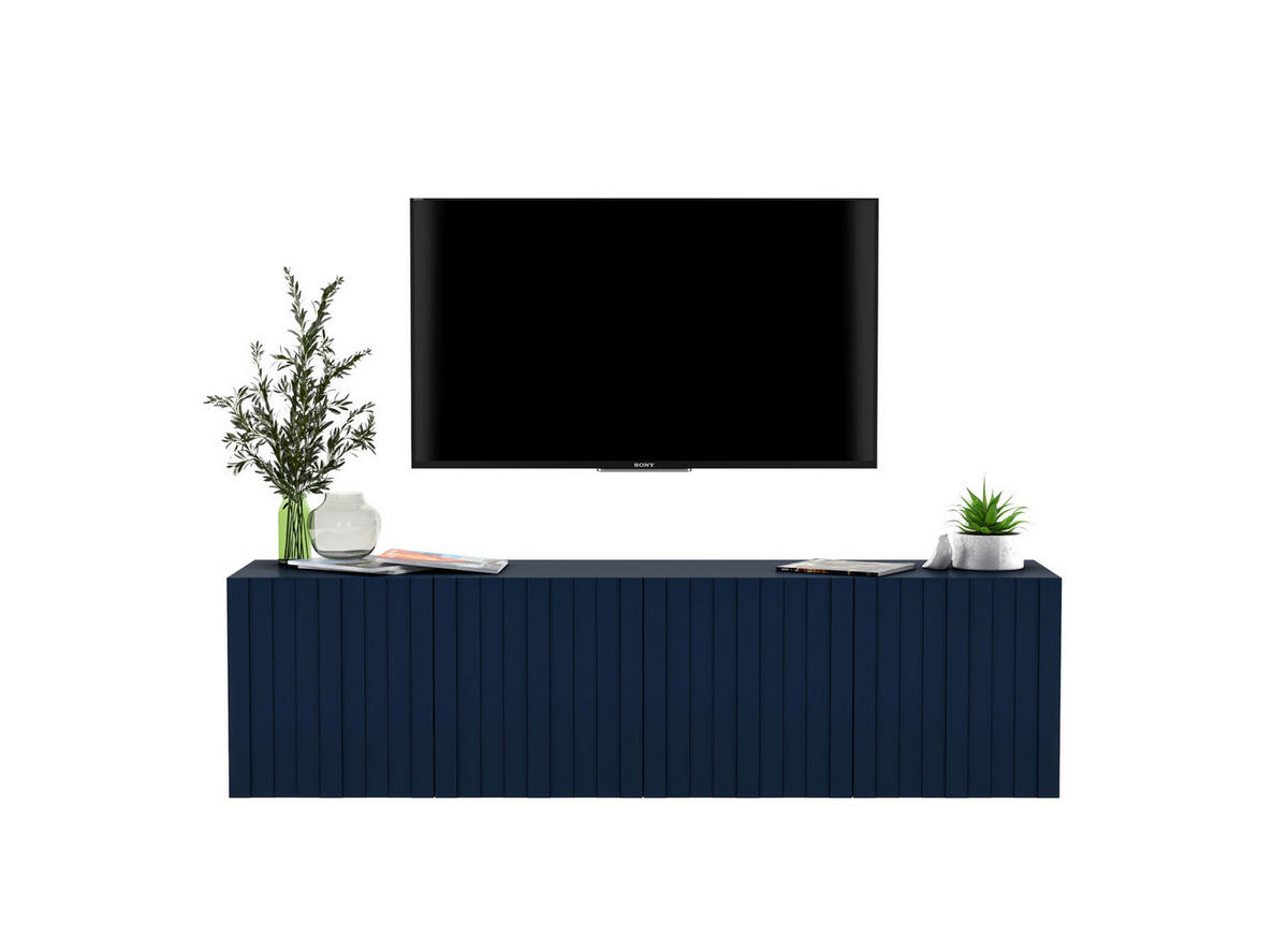 TV-SCHRANK Elpis Marineblau Matt Glamour 150 cm - Blau, Holzwerkstoff (150/37.5/36.5cm) - Meble Lindner