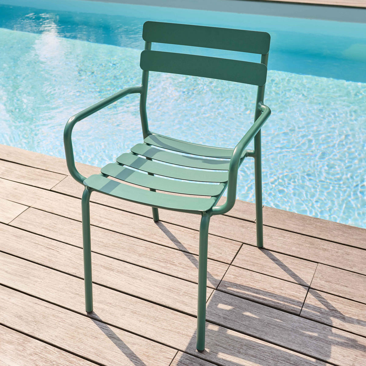 GARTENSTUHL aus Aluminium, Dunkelgrün - Grün, Metall (46/84/55cm) - Oviala