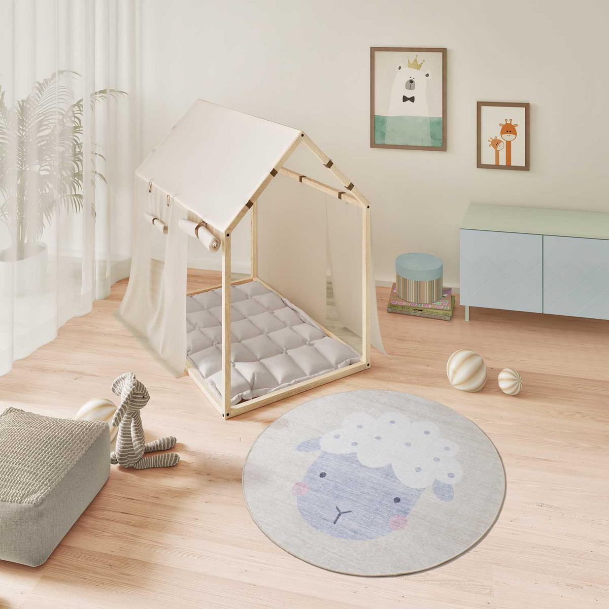 KINDERTEPPICH Waschbar Creme Candy 120/120 cm - Creme, Kunststoff/Textil (120/120cm) - Atticgo