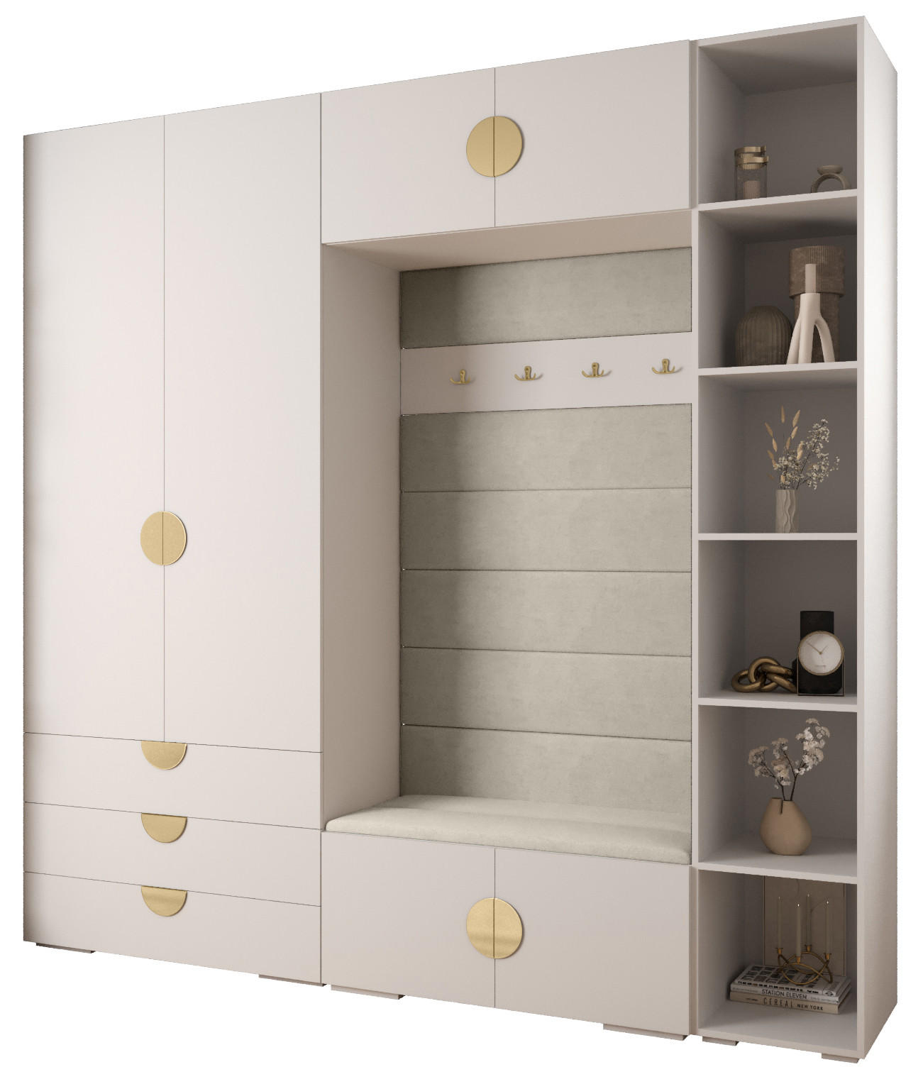 GARDEROBEN-SET 236,7/240/47 - Goldfarben/Schwarz, Holz/Kunststoff (240/236.7/47cm) - Abiks Möbel