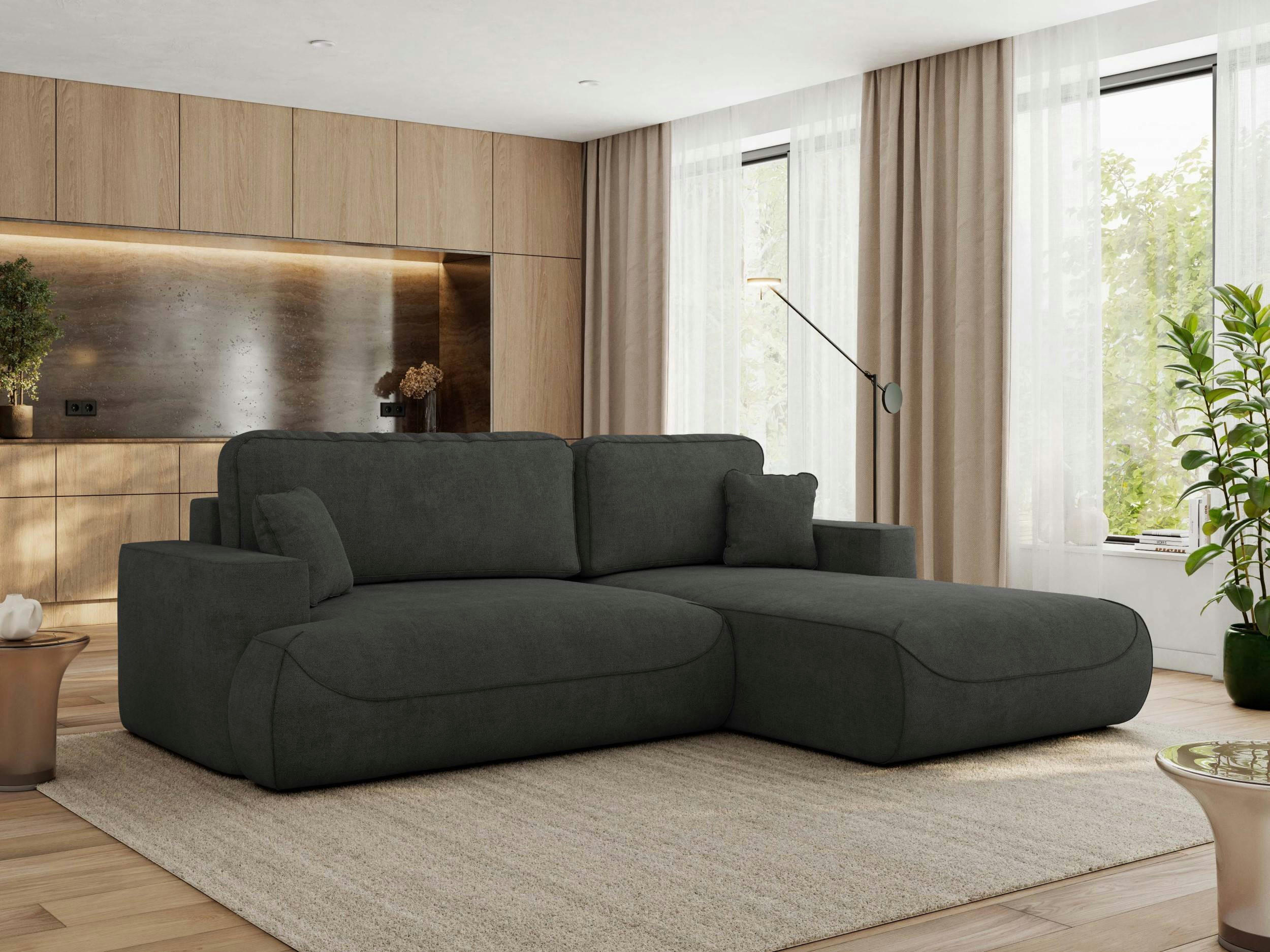 ECKSOFA OVO L Dunkelgrau Struktur - Rechts Seite - Dunkelgrau/Schwarz, Kunststoff/Textil (195/271cm) - MKS