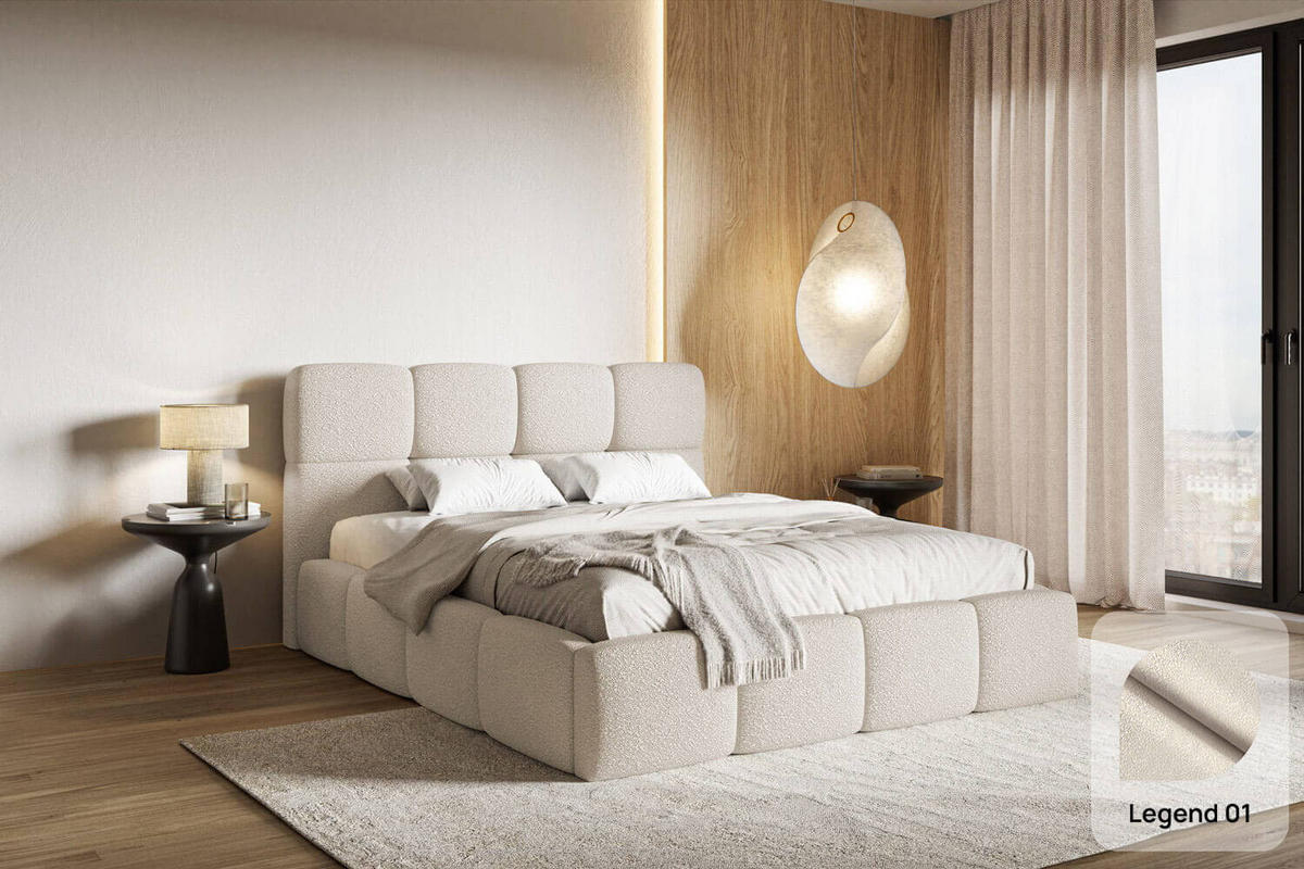 POLSTERBETT AURO mit Bettkasten, Doppelbett - 160x200 cm - Beige/Naturfarben, Holz/Textil (160/200cm) - mybed.