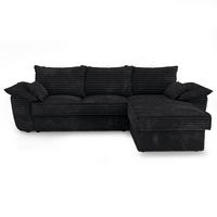 ECKSOFA RECHTS Gerippter Samt XXL Schwarz 257cm - Schwarz, Textil (257/168cm) - Sia Home
