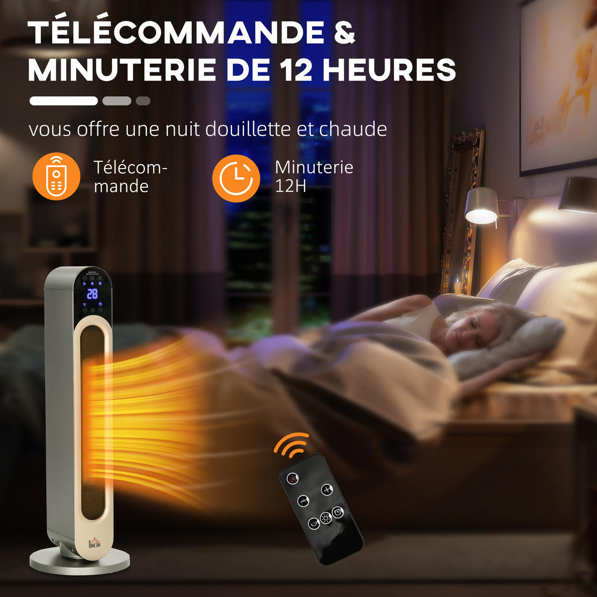 HEIZLÜFTER DE-17022 Oszillierend PTC 1100/2200 W Schwarz - Silberfarben, Kunststoff (25/73.5/25cm) - ComfortXL