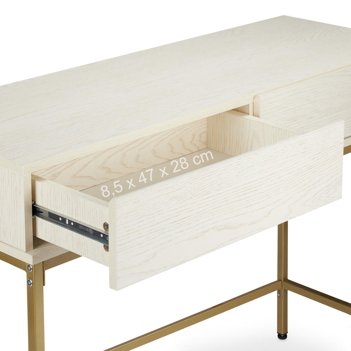 KONSOLENTISCH Gold Weiß 2 Schubladen - Multicolor, Holzwerkstoff/Metall (40/110.5/80.5cm) - Relaxdays