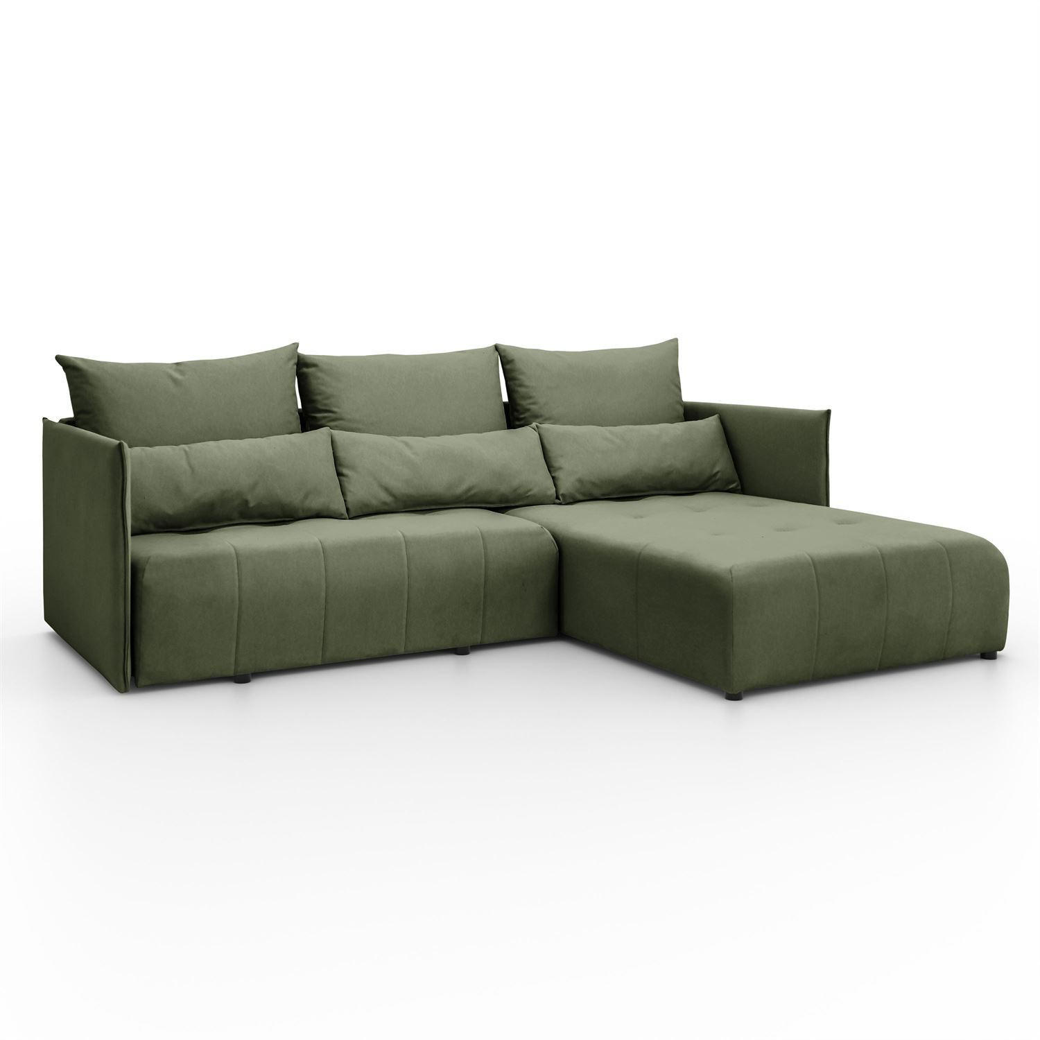 ECKSOFA APOLLO L mit Schlaffunktion und Bettkasten – rechte Seite - Grün, Textil (246/188cm) - Lookway