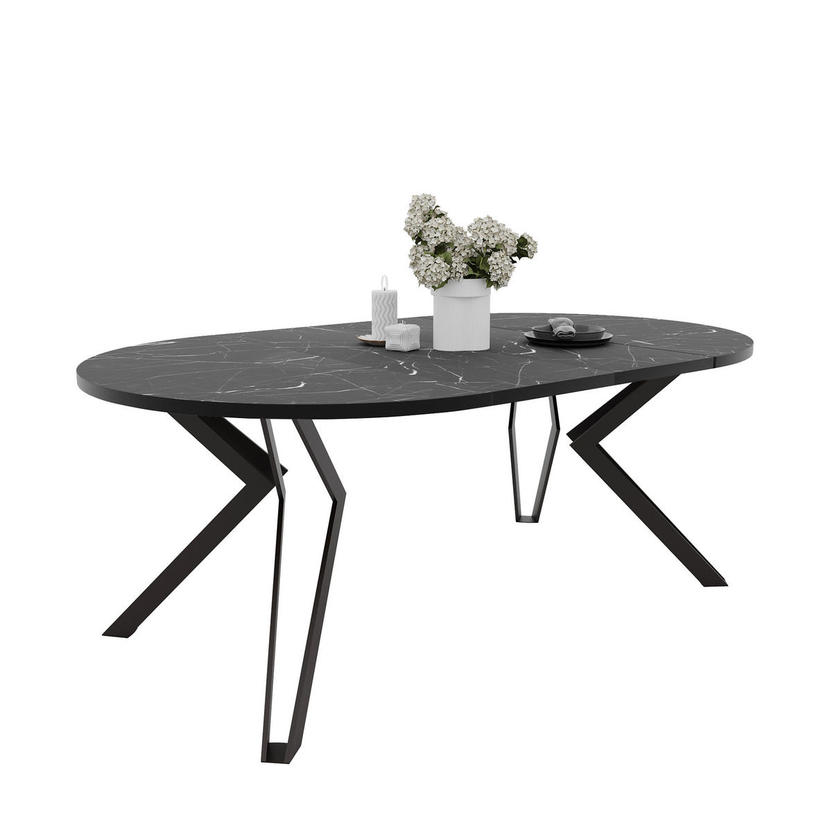 ESSTISCH ausziehbar aus MDF, Schwarz - Schwarz, Holzwerkstoff (120/120/76cm) - Idohome