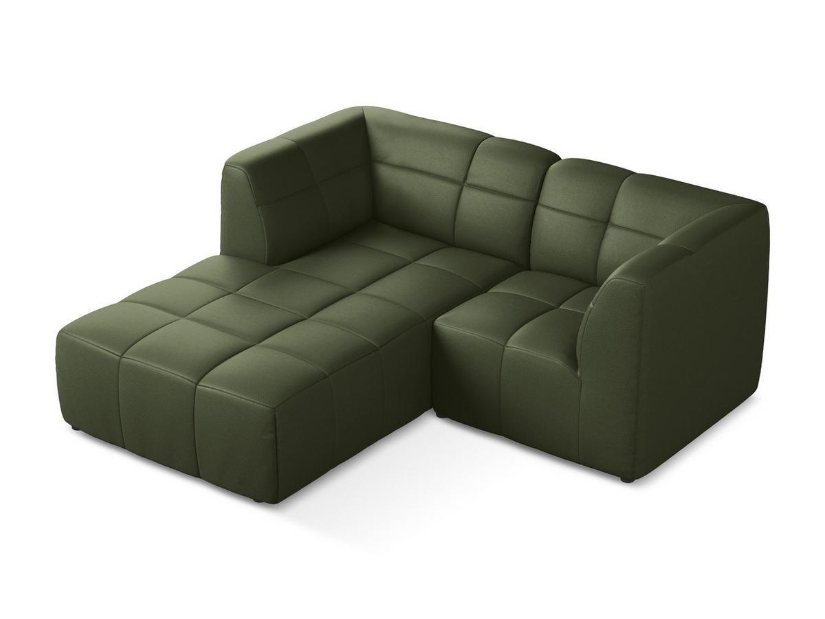 ECKSOFA Links Kunstleder Grün - Schwarz/Grün, Holzwerkstoff/Kunststoff (191/175cm) - Makamii
