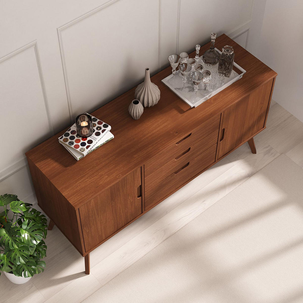 SIDEBOARD TIVOLI - Dunkelbraun, Holz (145/75/45cm) - IDIMEX