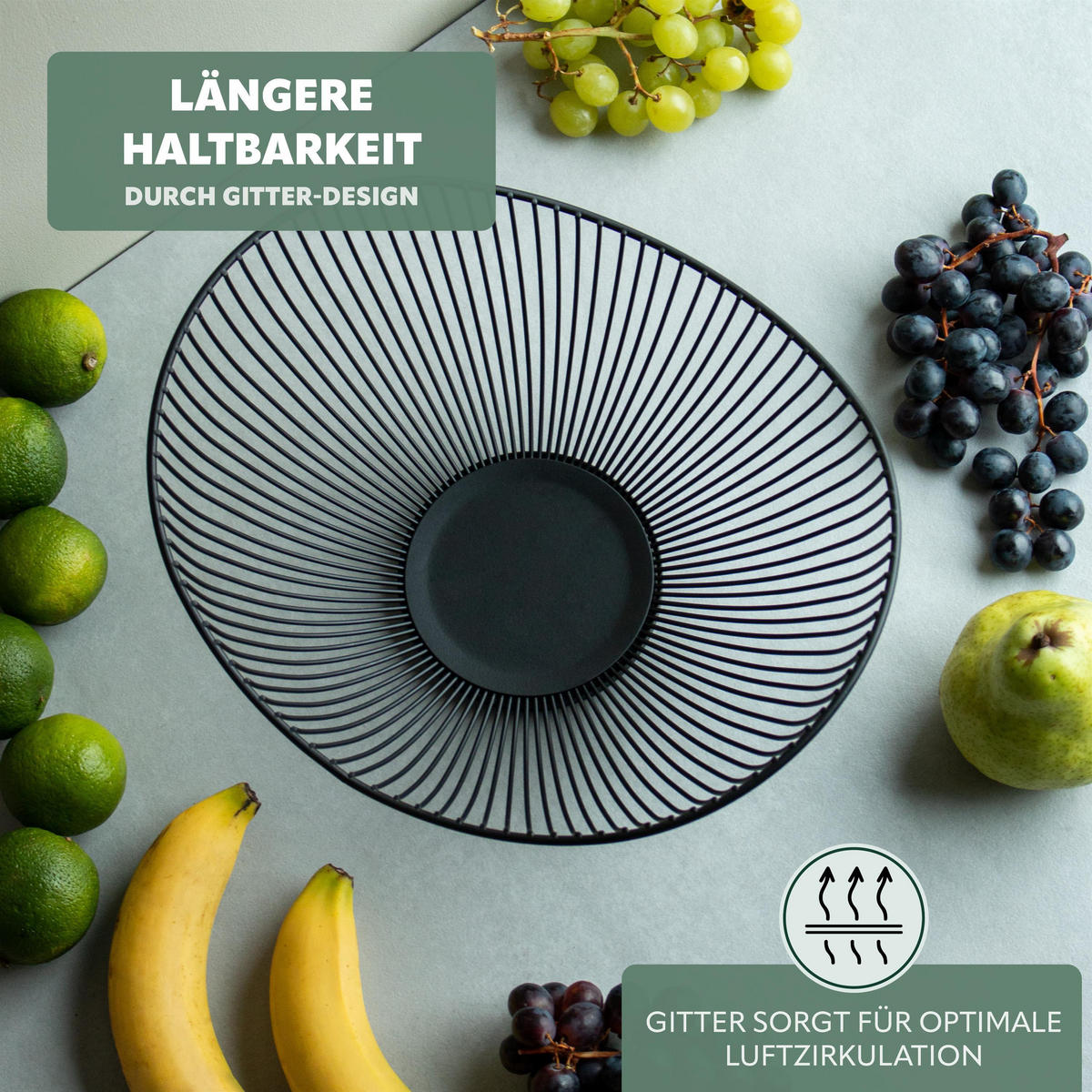 OBSTSCHALE, schwarz, Metall - Schwarz, Metall (13.5cm) - bremermann