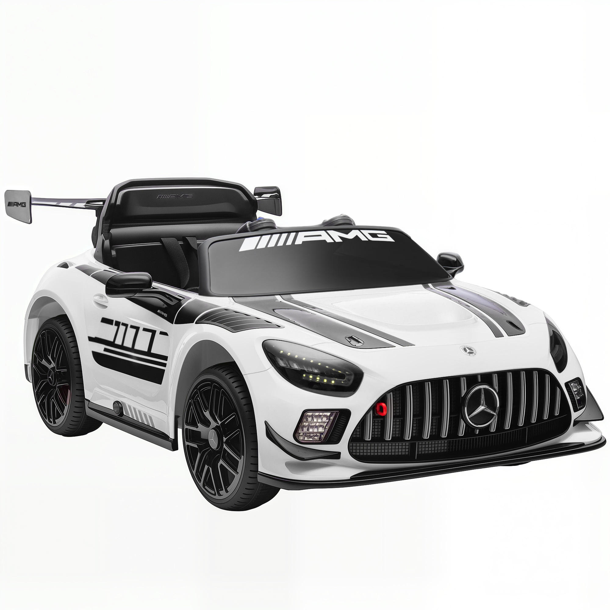 KINDER-ELEKTROAUTO Mercedes-AMG 12V mit Fernbedienung Musik Leuchte - Weiß, Metall (115/66/44cm) - AIYAPLAY