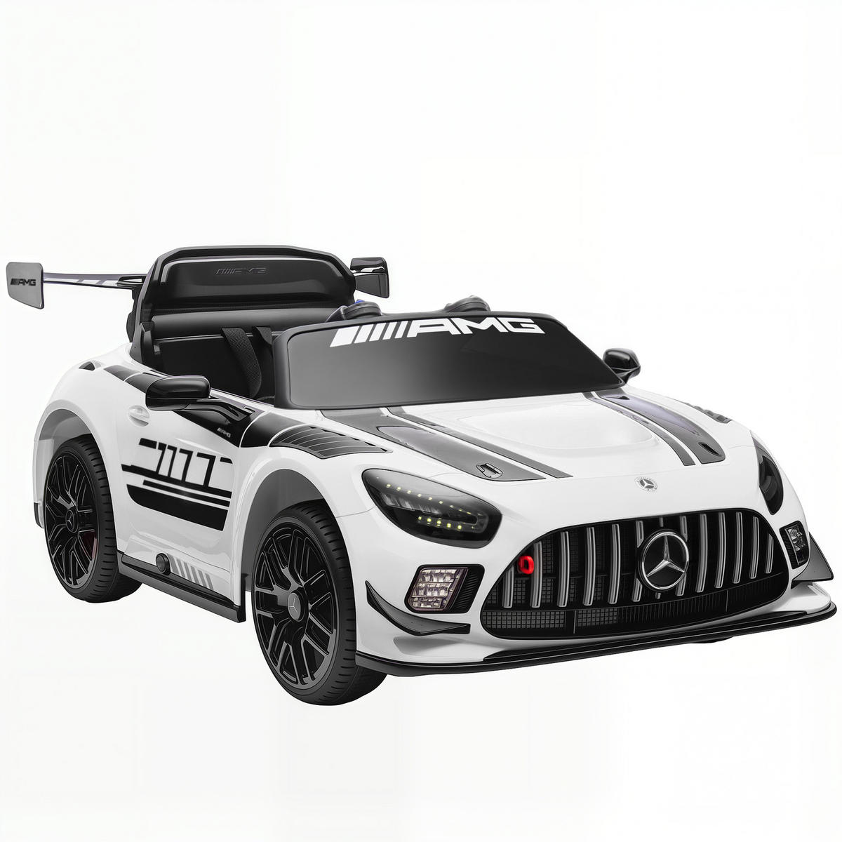 KINDER-ELEKTROAUTO Mercedes-AMG 12V mit Fernbedienung Musik Leuchte - Weiß, Metall (115/66/44cm) - AIYAPLAY