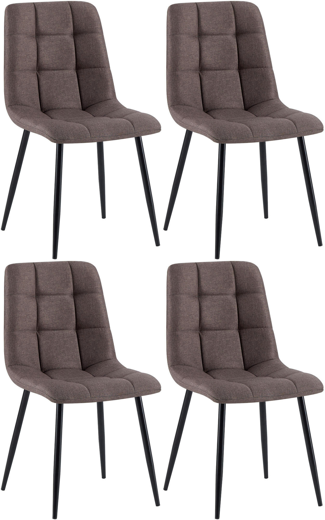 STUHL 4er Set Stoff Braun - Schwarz/Braun, Textil/Metall (45/84/55cm) - CLP