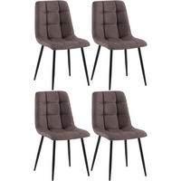 STUHL 4er Set Stoff Braun - Schwarz/Braun, Textil/Metall (45/84/55cm) - CLP
