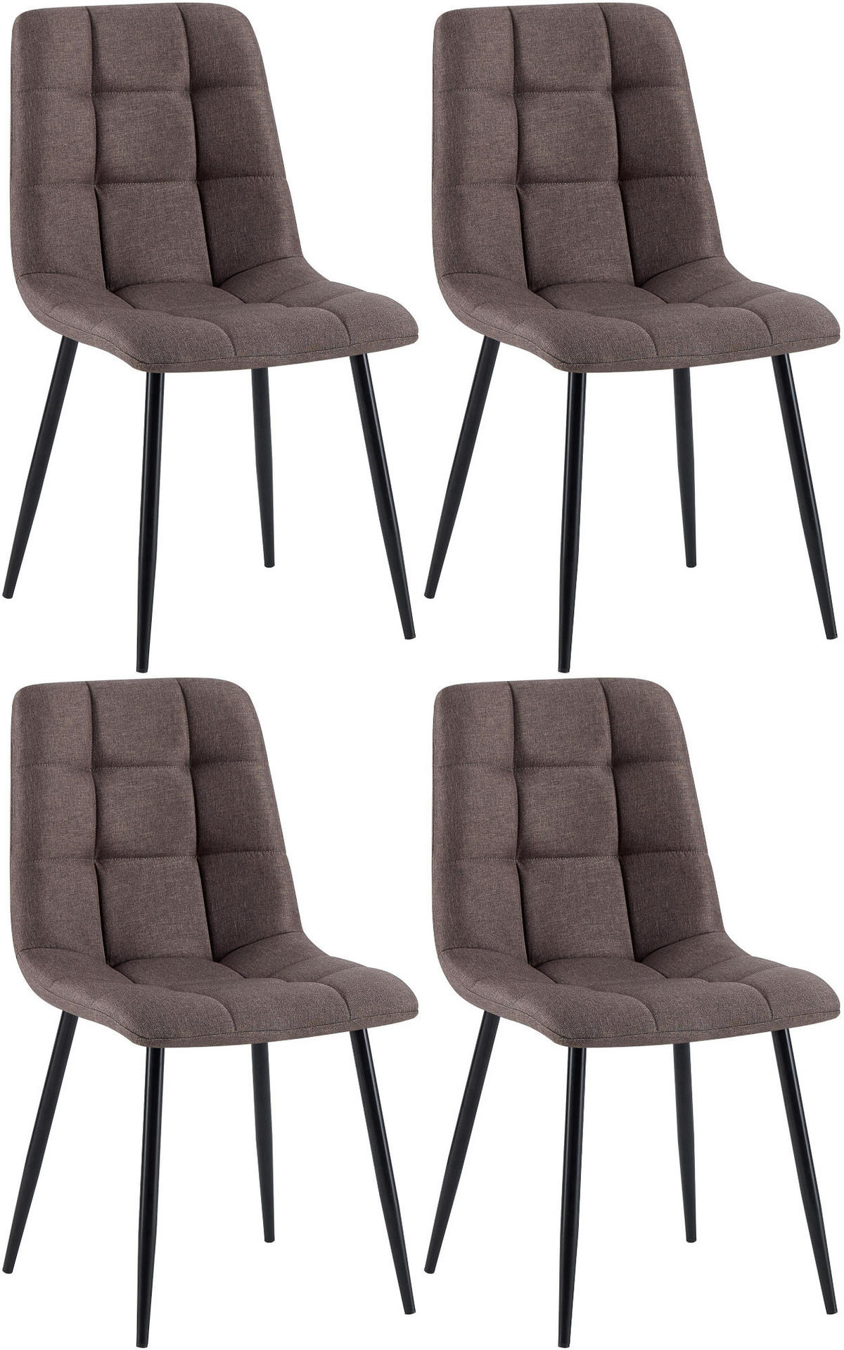STUHL 4er Set Stoff Braun - Schwarz/Braun, Textil/Metall (45/84/55cm) - CLP