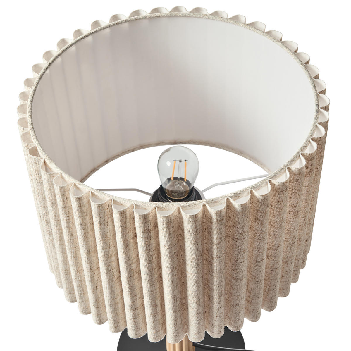 TISCHLAMPE Leinen Hellbeige Belessa - Beige/Schwarz, Textil (30/30/50cm) - Beliani