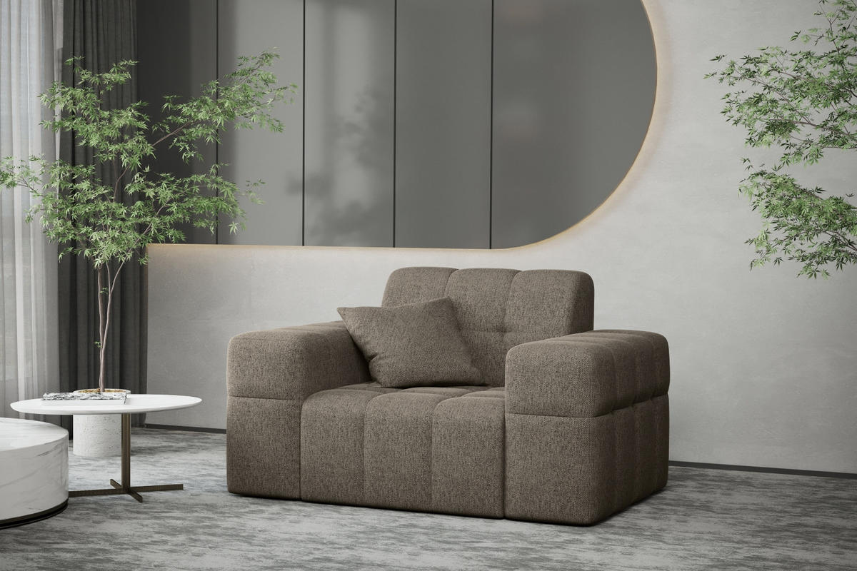 SESSEL Serie NIMES Stoff Verita Dunkelbeige - Cappuccino, Holz (120/82/92cm) - Kaiser Möbel