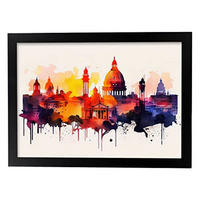 POSTER Rom 3 Im Aquarell-Stil. A3 Schwarzer Rahmen - Schwarz, Papier (29.7/5/42cm) - Nacnic