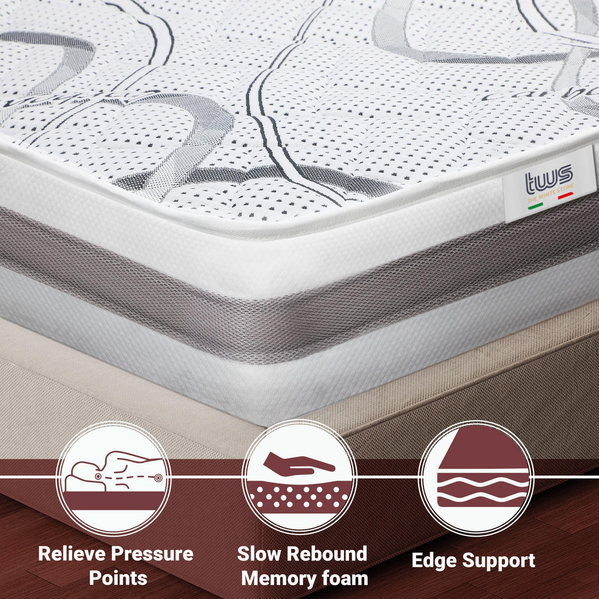 DOPPELMATRATZE 170 x 195 Memory Foam | Höhe 27 cm | - Weiß, Textil (170/195cm) - The White Stone