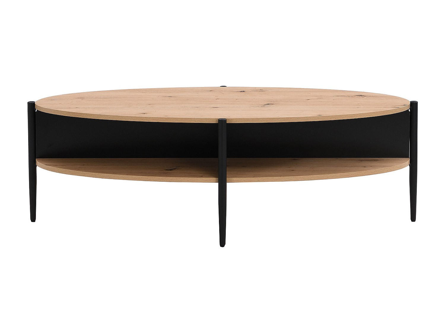 COUCHTTISCH nicht ausziehbar - 125 cmcm x 65 cmcm - Holz, Platte - Schwarz, Naturfarben Hell - EVARO - Hellbraun/Schwarz, Holz (65/125/39cm) - Vente-Unique