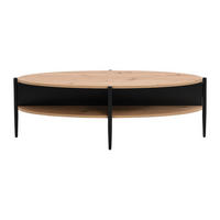 COUCHTISCH - 125 cm x 65 cm - Holz, Platte - Schwarz, Naturfarben Hell - EVARO - Hellbraun/Schwarz, Holz (65/125/39cm) - Vente-Unique
