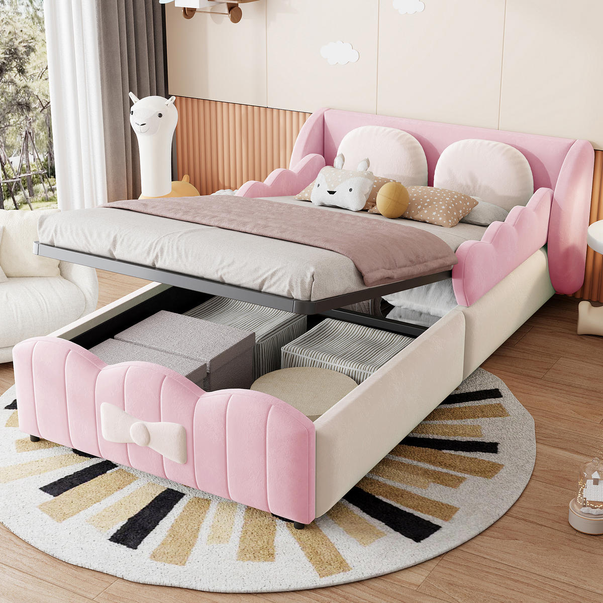 KINDERBETT 90/200 cm Rosa - Pink, Textil