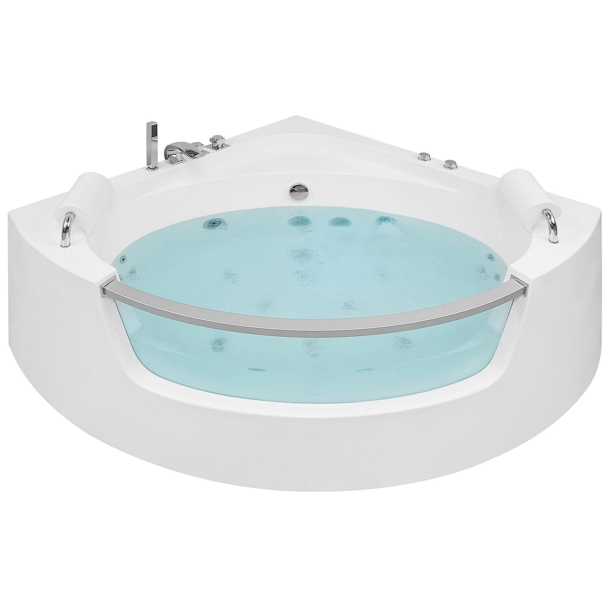 WHIRLPOOL BADEWANNE mit LED 136x187x63 cm weiß Mangle - Weiß, Kunststoff (136/63/187cm) - Beliani