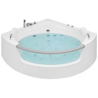 WHIRLPOOL BADEWANNE mit LED 136x187x63 cm weiß Mangle - Weiß, Kunststoff (136/63/187cm) - Beliani