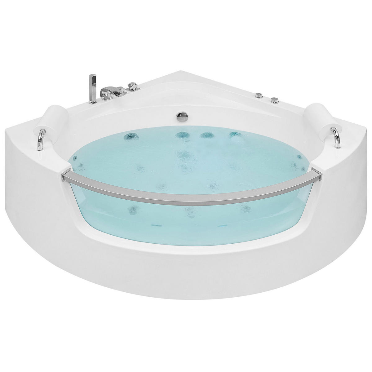 WHIRLPOOL BADEWANNE mit LED 136x187x63 cm weiß Mangle - Weiß, Kunststoff (136/63/187cm) - Beliani