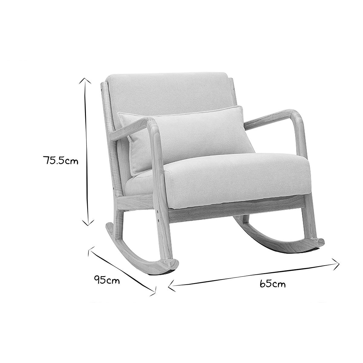 SCHAUKELSTUHL Stoff Samteffekt Beige Helles Holz DERRY - Beige, Textil (95/75.5/65cm) - Miliboo