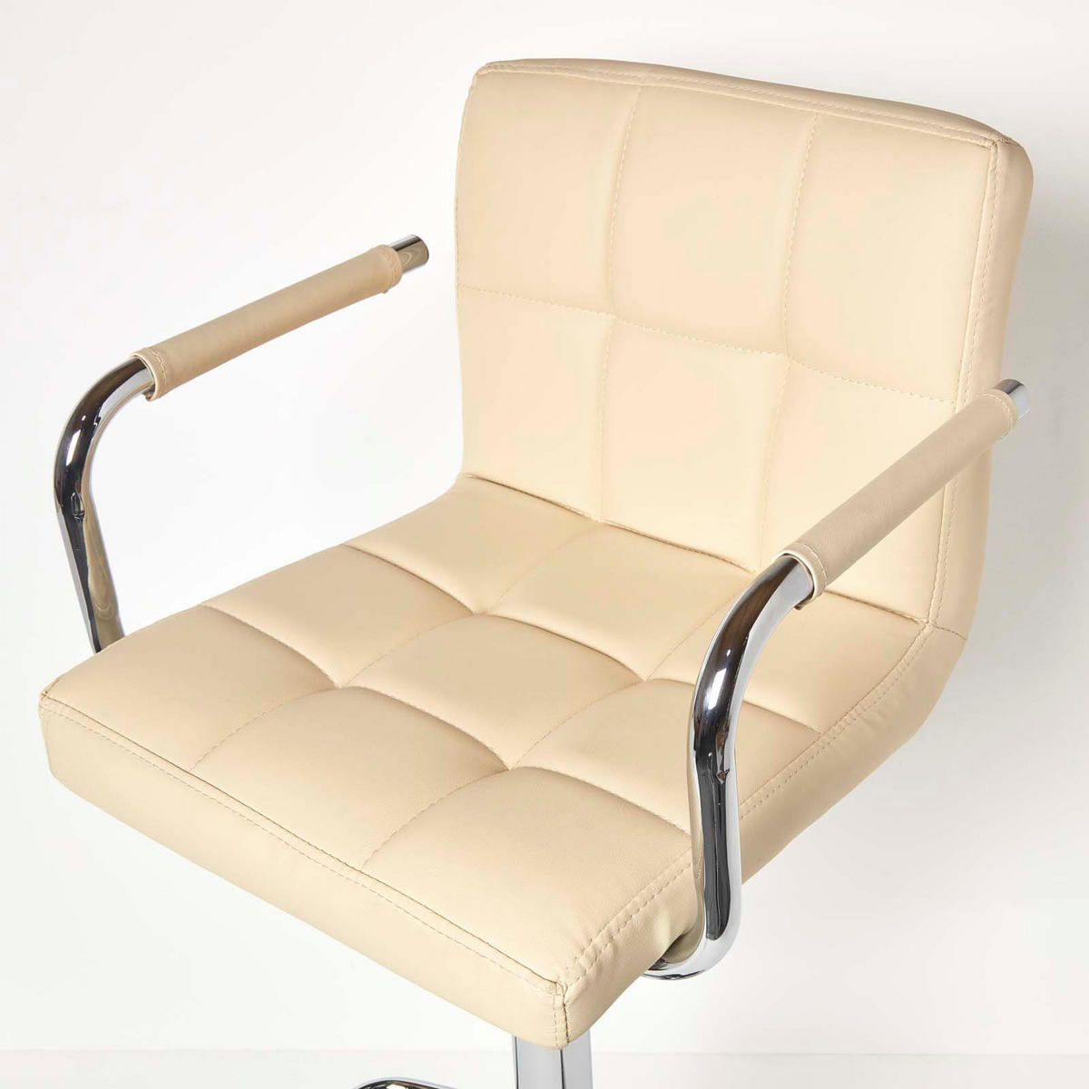 BARSTUHL Bramley mit Lehne, Kunstleder, drehbar & höhenverstellbar - Creme, Textil (44/113/44cm) - Homescapes