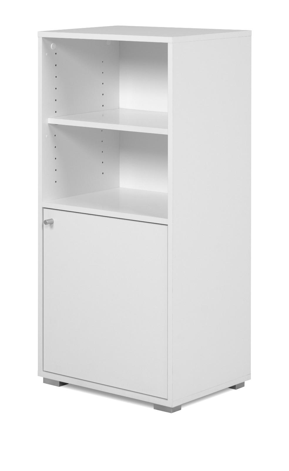 REGAL weiß 46 x 97 cm, Standregal mit 4 Fächern - Silberfarben/Weiß, Holzwerkstoff/Kunststoff (46/96.5/33.5cm) - Furn.Design