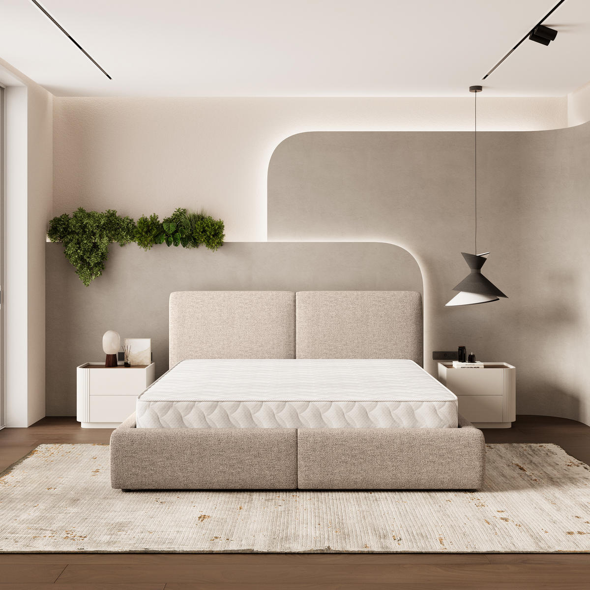 POLSTERBETT FELURO NV 200x200 cm mit Bettkästen - Beige - Beige, Holz/Textil - MASSENO