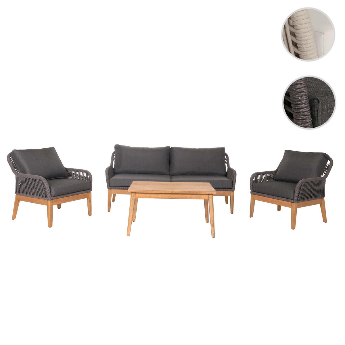 GARTENGARNITUR Dunkelgrau - Grau, Holz - PROREGAL