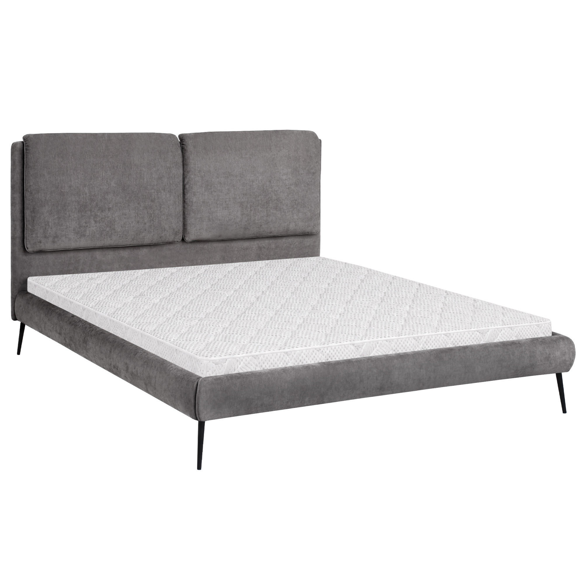 Beautysofa ČALOUNĚNÁ POSTEL Nuit, dvoulůžko 160x200 cm s pěnovou matrací 10 cm, žinylková látka, tmavě šedá