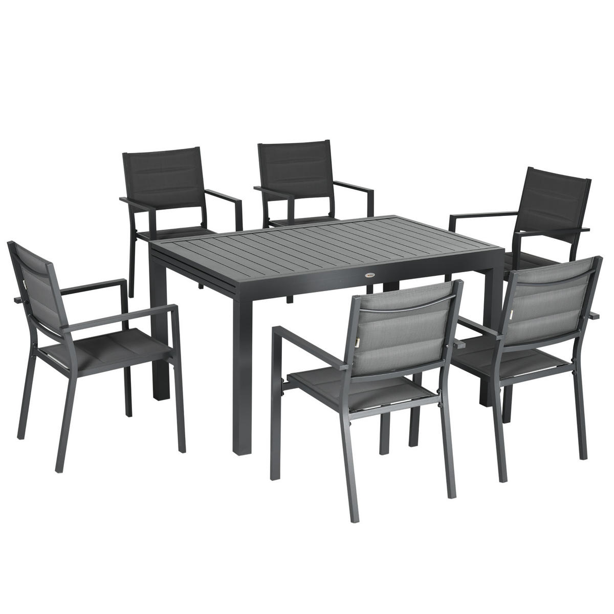 GARTENTISCHGRUPPE DE-18087 ausziehbar 135-270 cm, Aluminium/Textilene Grau - Grau, Metall - ComfortXL