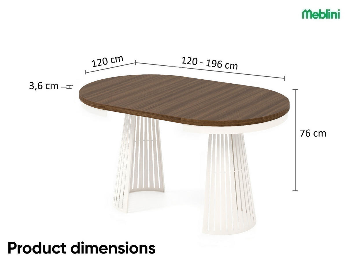 ESSTISCH Cone Bis - Kaschmir/Beige, Holzwerkstoff/Metall (120/120/76cm) - Meblini