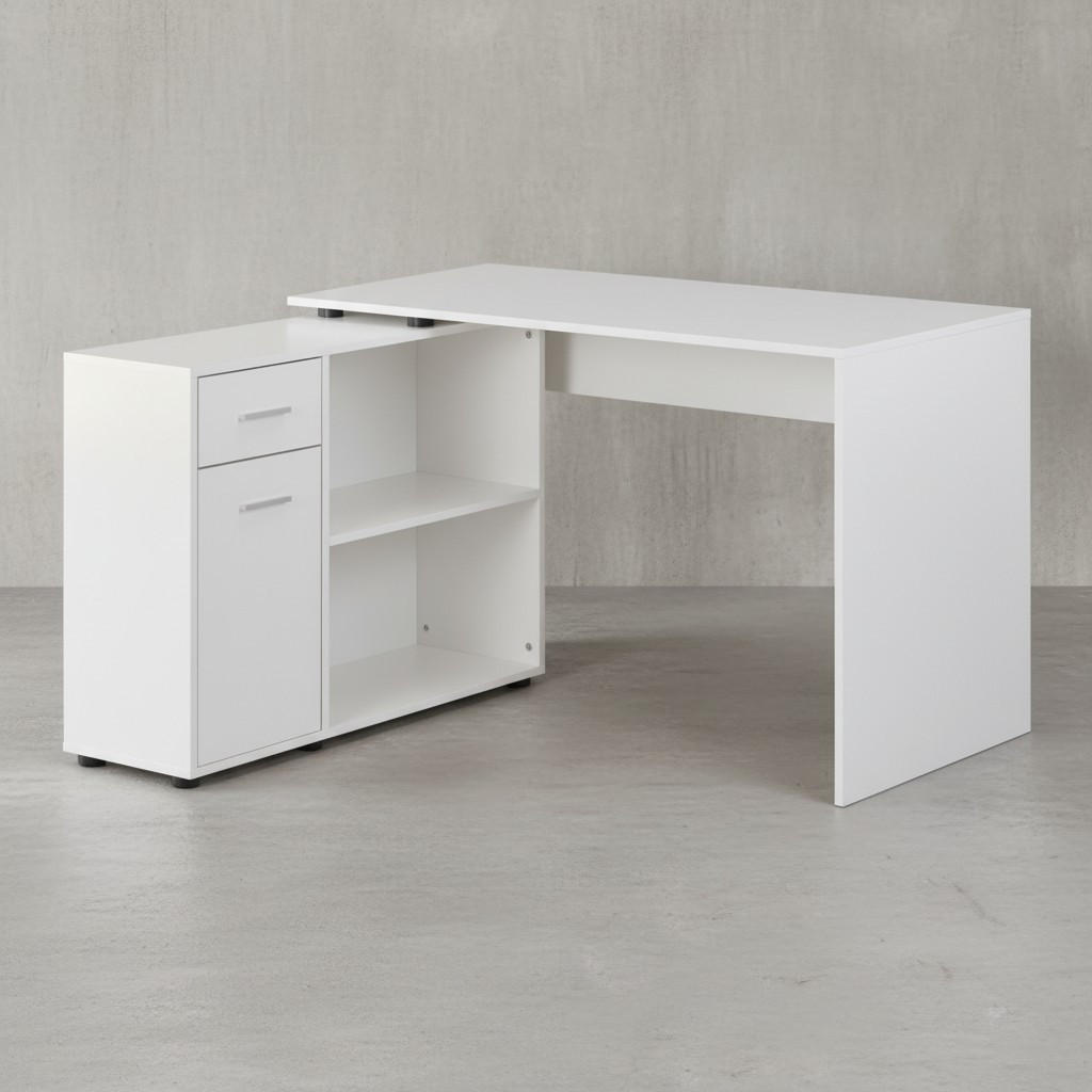 SCHREIBTISCH mit Regalplatte – flexibel aufstellbar, melaminbeschichtet, weiß, 120x107x75 cm - Weiß, Holz/Kunststoff (107/120/75cm) - KADIMA DESIGN