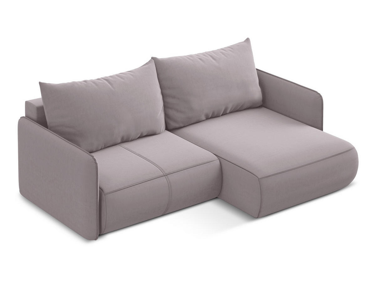 ECKSOFA mit Schlaffunktion Samt Stoff Violett - Lila/Flieder, Kunststoff/Textil (207/148cm) - Makamii