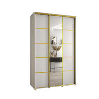 SCHWEBETÜRENSCHRANK 235,2/160/45 3-türig - Goldfarben/Weiß, Holz/Metall (160/235/45cm) - Abiks Möbel