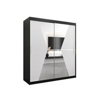 SCHWEBETÜRENSCHRANK 200/180/62 2-türig - Silberfarben/Schwarz, Holz/Kunststoff (180/200/62cm) - Abiks Möbel