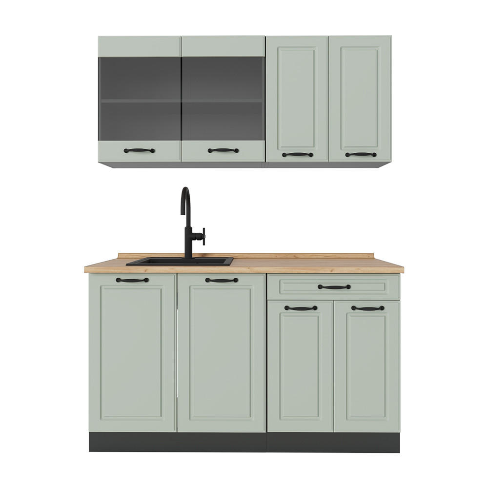 Vicco Singleküche Grün, Anthrazit 140x81.6x60 cm