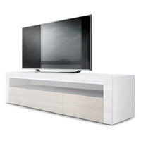 LOWBOARD Valencia Creme Hochglanz / Weiß Hochglanz - Weiß Hochglanz/Creme, Holzwerkstoff (155/46/40cm) - Vladon